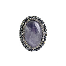 Purple 25*20mm Natural Stone Gemstone Bead Jewelry